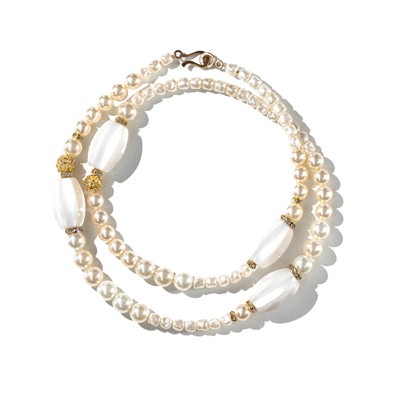 Pearl and Gold Long Necklace